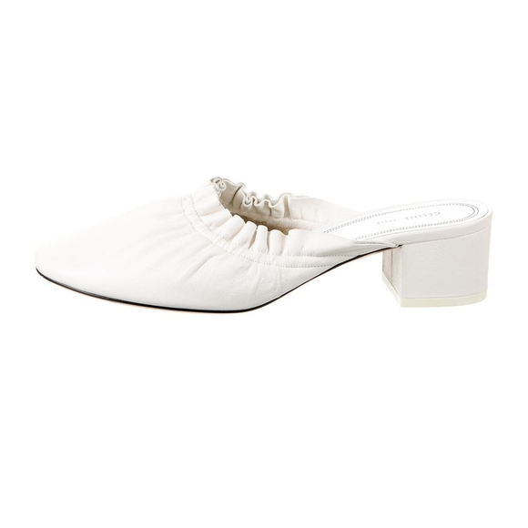 CELINE White Ruffle Leather Mule - Picture 6 of 9